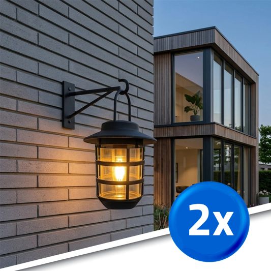 2 stuks Zwarte solarlamp Sting - hanglamp, priklamp en tafellamp-in 1