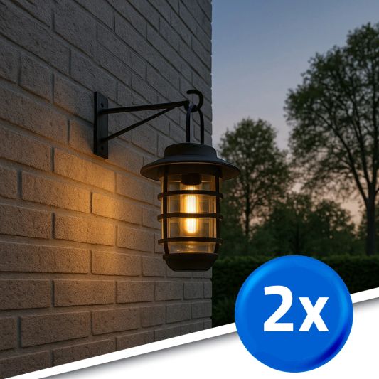 2 stuks Zwarte solarlamp Sting - hanglamp, priklamp en tafellamp-in 1
