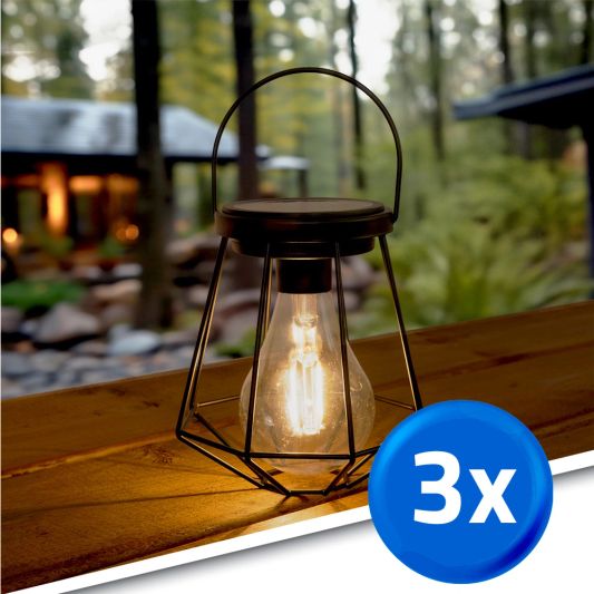 3 stuks Solar LED lamp Vogue zwarte buitenlamp op zonne energie