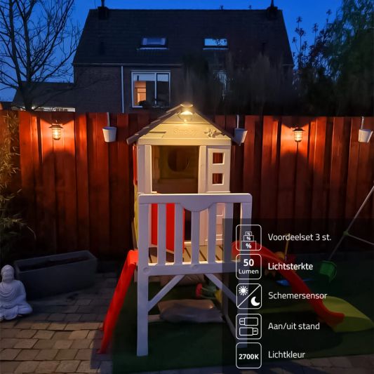 3 stuks Zwarte solarlamp Sting - hanglamp, priklamp en tafellamp-in 1