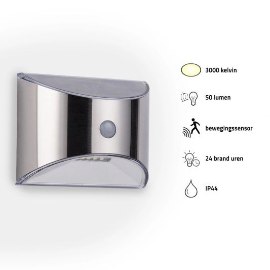 3X Solar wandlamp Flint RVS met bewegingsmelder op zonne energie