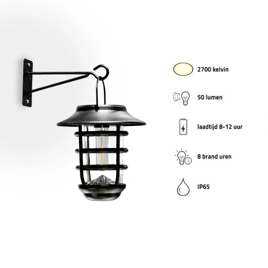 4 stuks Zwarte solarlamp Sting - hanglamp, priklamp en tafellamp-in 1