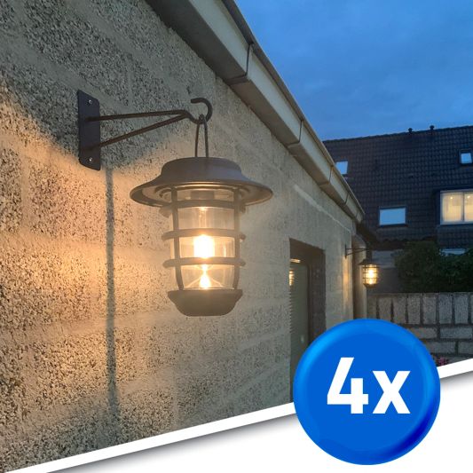 4 stuks Zwarte solarlamp Sting - hanglamp, priklamp en tafellamp-in 1