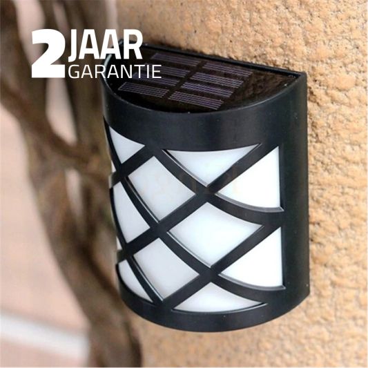 6x Solar wandlamp China zwart 6 leds warm wit buitenlamp op zonne energie