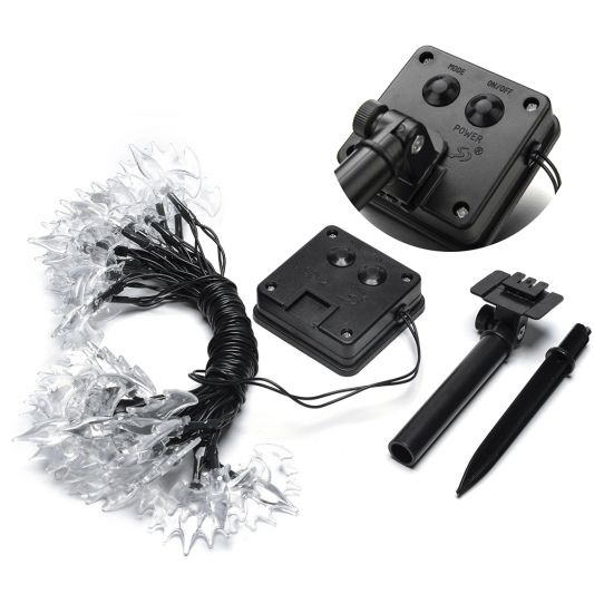 Halloween solar lichtsnoer vleermuis - met 20 paarse leds