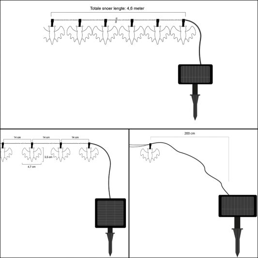Halloween solar lichtsnoer vleermuis - met 20 paarse leds