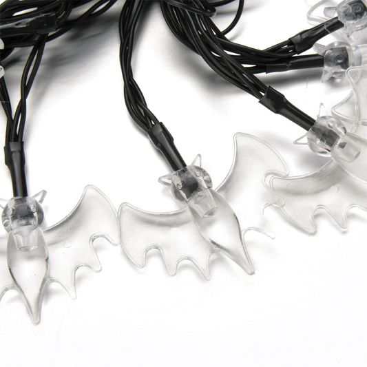 Halloween solar lichtsnoer vleermuis - met 50 paarse leds