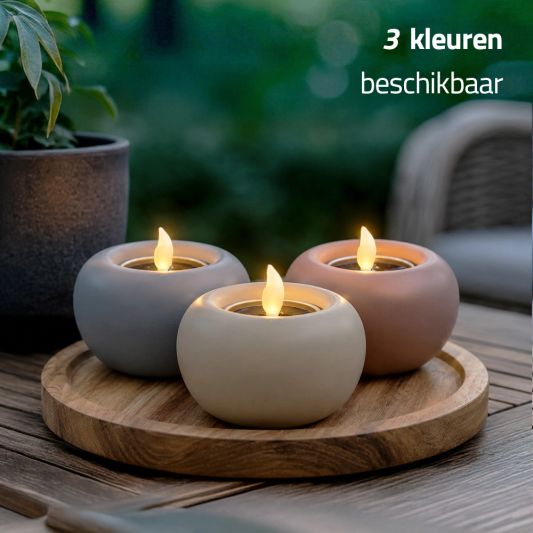 Set van 3 solar led kaarsen met houders Qiri, Lys & Lumi