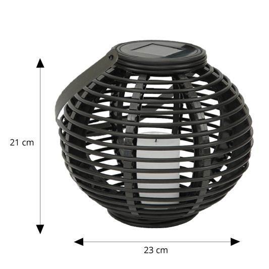 Set van twee stuks Solar Lantaarn Basket Small en Medium Rotanlook lamp op zonne energie