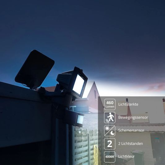 Solar beveiligingslamp James I met bewegingsmelder en los paneel