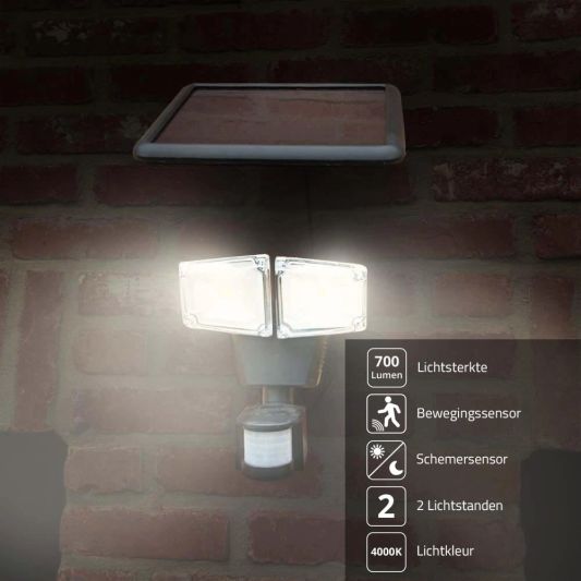 Solar beveiligingslamp James II met bewegingsmelder en los paneel