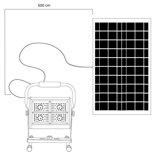 Solar bouwlamp op standaard mobiele verstraler met los zonnepaneel