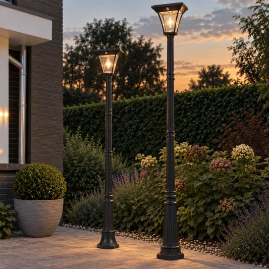 Solar buitenlamp London lantaarn hoog op zonne energie