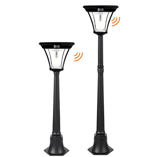 Solar buitenlamp London lantaarn midden hoog zwart op zonne energie