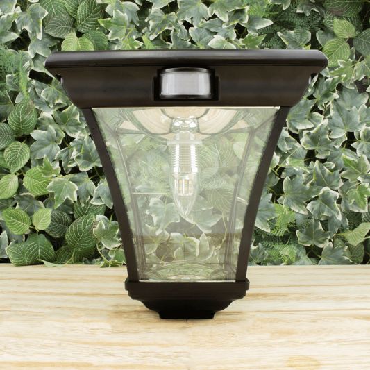 Solar buitenlamp London lantaarn midden hoog zwart op zonne energie