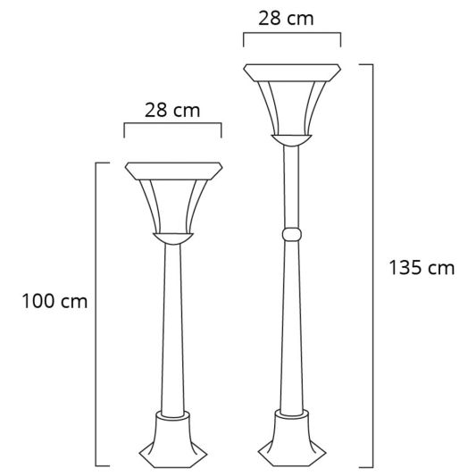 Solar buitenlamp London lantaarn midden hoog zwart op zonne energie