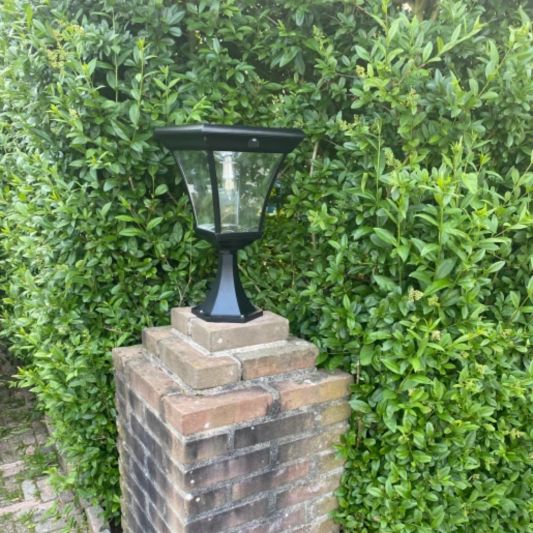 Solar buitenlamp London sokkel zwart met ledlamp