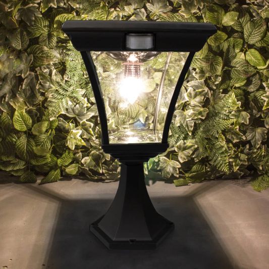 Solar buitenlamp London sokkel zwart met ledlamp