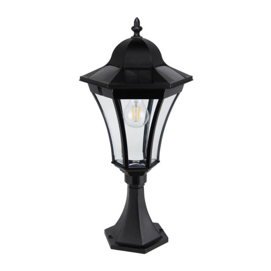 Solar buitenlamp Sheffield sokkel zwart met ledlamp