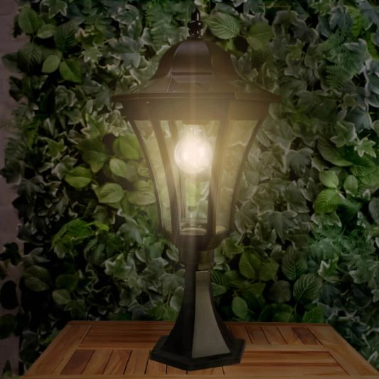 Solar buitenlamp Sheffield sokkel zwart met ledlamp
