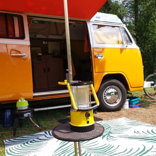 Solar camping lamp Clap dimbaar met USB lader en kompas op zonne-energie