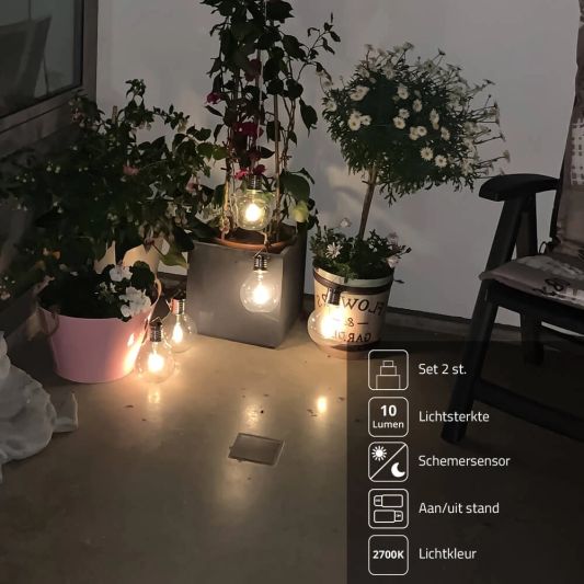 Solar filament lampen set van 2 Scoop met ophangklem