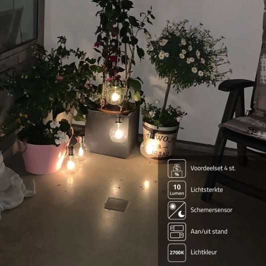 Solar filament lampen set van 4 Scoop met ophangklem