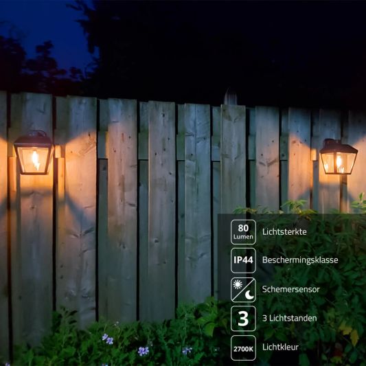 Solar filament LED wandlamp Noah op zonne energie