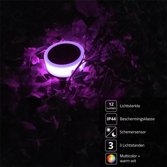 Solar grondspot Puck RGBW Multicolor en Warm Wit