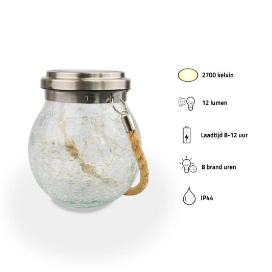 Solar hanglamp Betsy op zonne-energie - Voordeelset 3 stuks - Glazen bol met 30 leds