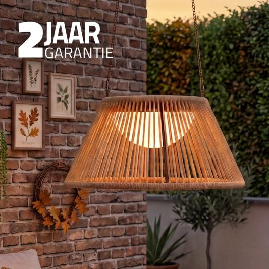 Solar hanglamp Maris - USB-C oplaadbaar - Rotan-look - Met afstandsbediening