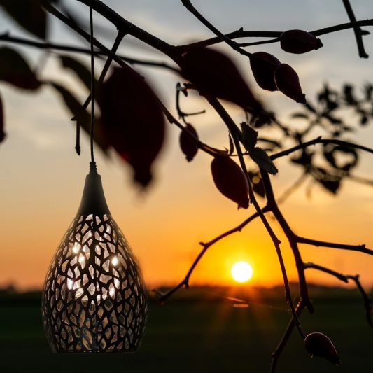 Solar hanglamp Saga Black met schemersensor - Voordeelset van 2