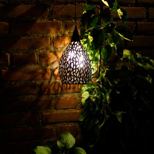 Solar hanglamp Saga Black met schemersensor
