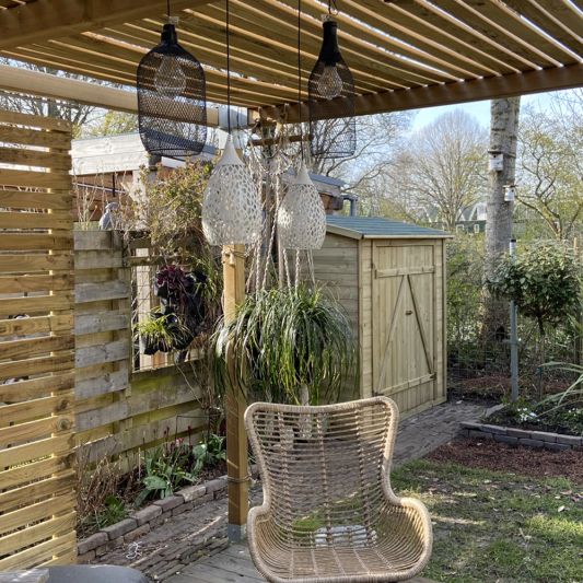 Solar hanglamp Saga Taupe met schemersensor