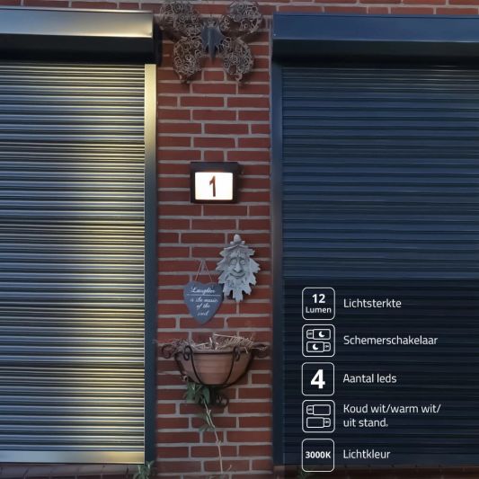 Solar Huisnummer Axel zwart op zonne energie inclusief nummers