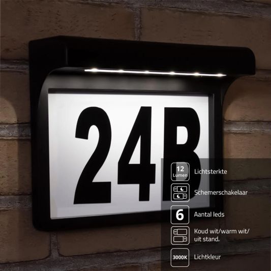 Solar Huisnummer Eta op zonne energie inclusief nummers