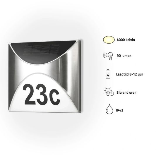 Solar Huisnummer Tau op zonne energie inclusief nummers