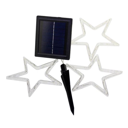 Solar kerstster op zonne-energie - Lichtsnoer met 3 sterren en warm wit licht