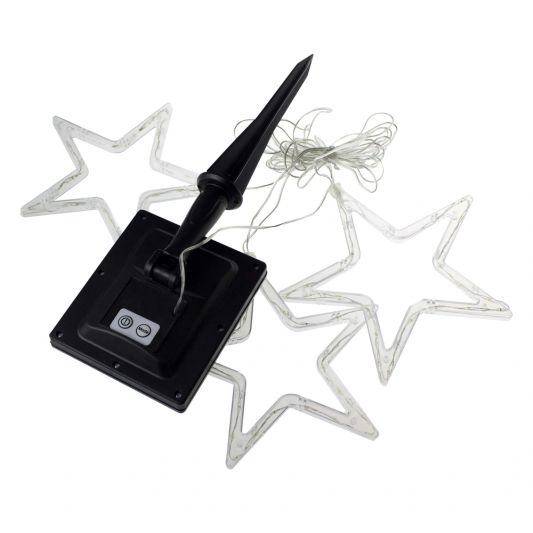 Solar kerstster op zonne-energie - Lichtsnoer met 3 sterren en warm wit licht