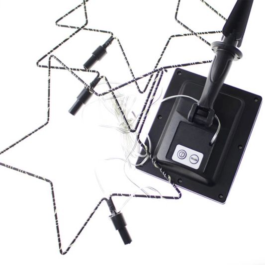 Solar kerstster priklamp op zonne-energie - 3 stervormige priklampen met warm wit licht