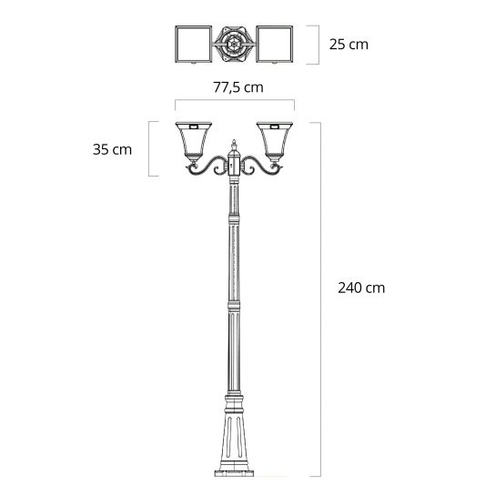 Solar lantaarn 3-lichts London hoog op zonne energie