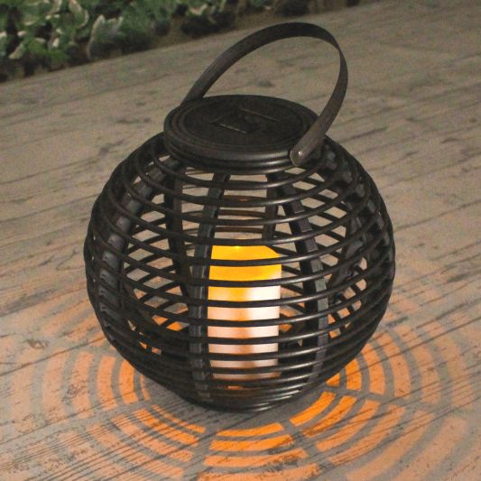 Solar Lantaarn Basket Medium Rotanlook lamp op zonne energie