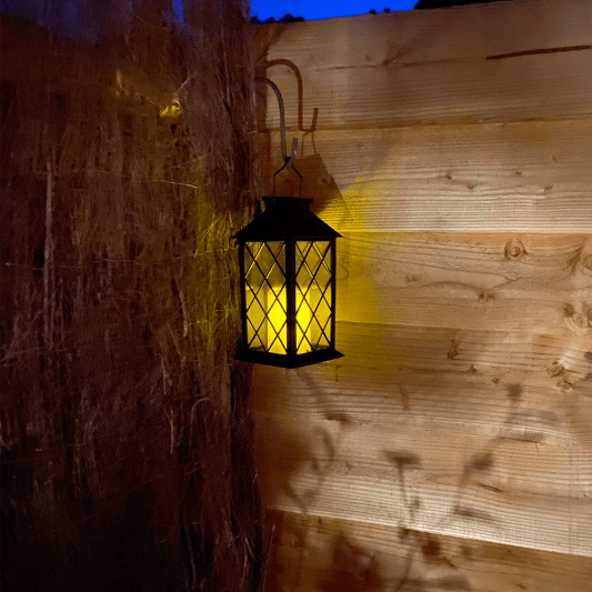 Solar Lantaarn Candle II zwart met kaars buitenlamp op zonne energie