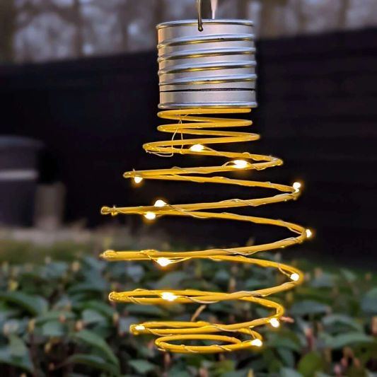 Solar LED hanglamp Fiesta Yellow op zonne energie - Set van 9