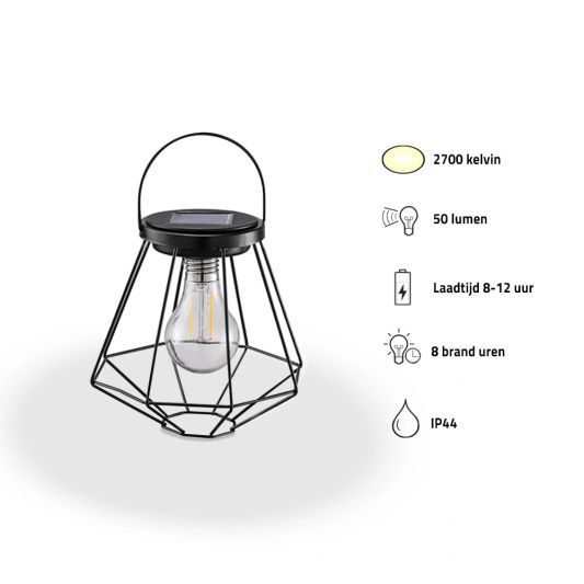 Solar LED lamp Vogue zwarte buitenlamp op zonne energie