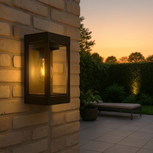 Solar LED wandlamp Cube met filament led lamp