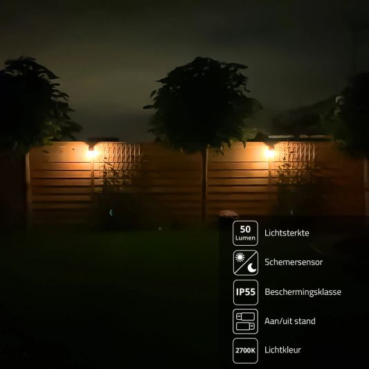 Solar LED wandlamp Fedde op zonne energie - Met filament lamp