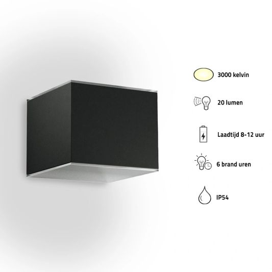 Solar LED wandlamp op zonne energie Sven recht