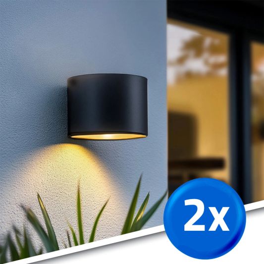 Solar LED wandlamp op zonne energie Sven rond - Voordeelset van 2 stuks