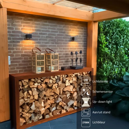 Solar LED wandlamp up downlight Emme recht